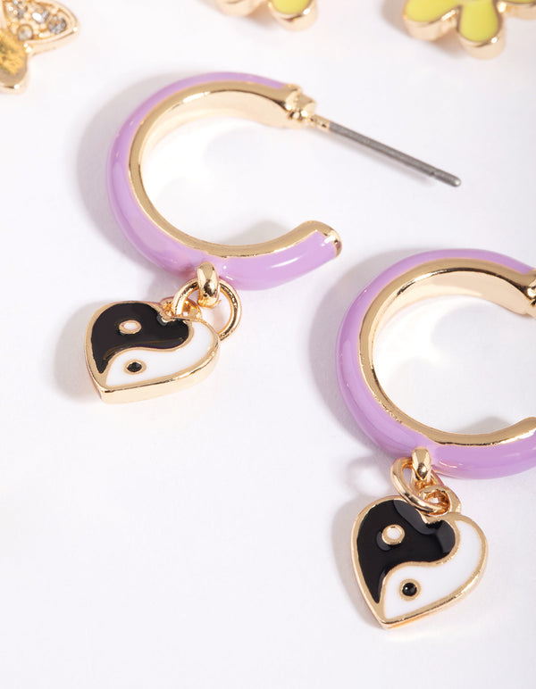 Gold Charm Earring Stack 4-Pack