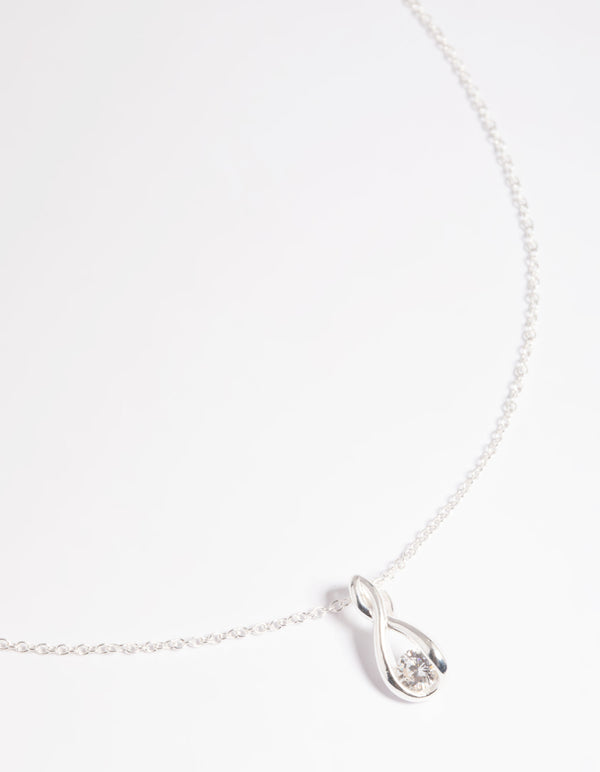 Sterling Silver Diamante Pendant Necklace