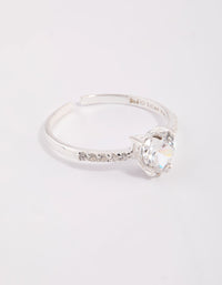 Sterling Silver Cubic Zirconia Heart Ring - link has visual effect only