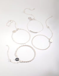 Silver Geometric Bracelet & Anklet 4-Pack - link has visual effect only