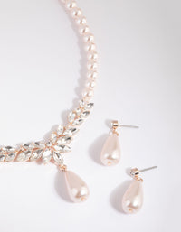 Pink Diamante Necklace & Earrings Set - link has visual effect only