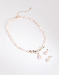 Pink Diamante Necklace & Earrings Set - link has visual effect only