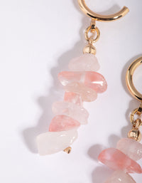 Gold & Pink Semi-Precious Drop Earrings - link has visual effect only