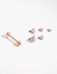 Rose Gold Plated Surgical Steel Cubic Zirconia Flat Back 6-Pack - link has visual effect only