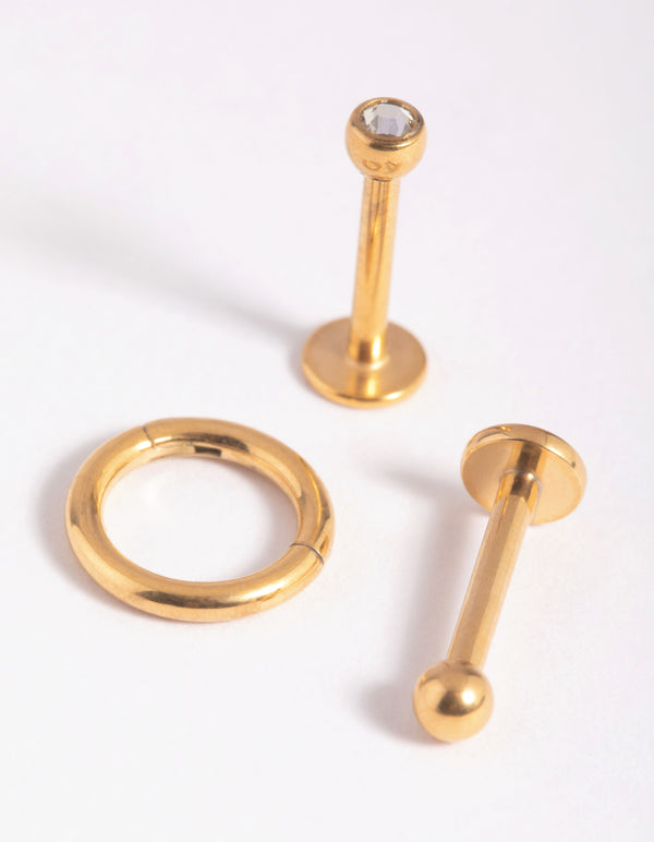 Gold Plated Surgical Steel Clicker Earring Pack