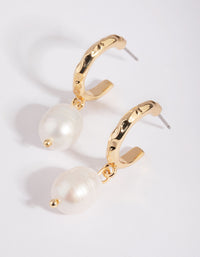 Gold Plated Hoop Earrings with Freshwater Pearls - link has visual effect only