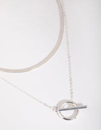 Silver Plated Snake Chain & Fob Necklace Set - link has visual effect only