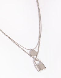 Stainless Steel Disc & Padlock Layered Necklace - link has visual effect only