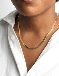Gold Plated Stainless Steel Herringbone Necklace - link has visual effect only