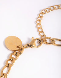 Gold Plated Stainless Steel Figaro Bracelet - link has visual effect only