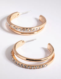 Gold Diamante Double Hoop Earrings - link has visual effect only