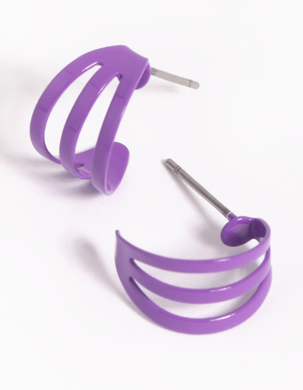 Matte Purple Huggie Hoop Earrings