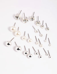 Silver Pearl Stud Earring 12-Pack - link has visual effect only