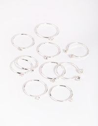 Silver Diamante Ring Stack 8-Pack - link has visual effect only