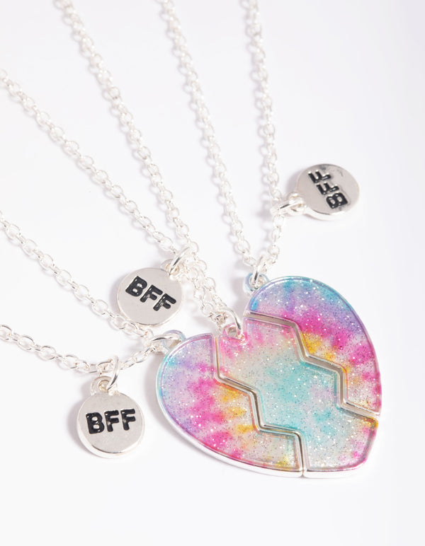 Kids Tie Dye Heart Best Friend Necklace Pack - Lovisa