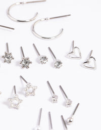 Silver Celestial Heart Stud Earring 12-Pack - link has visual effect only