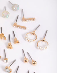 Gold Bee & Diamante Stud Earring 12-Pack - link has visual effect only