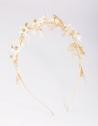 Gold Flower & Leaf Headband - link has visual effect only