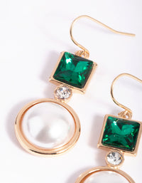 Green Pearl Drop Earrings - link has visual effect only