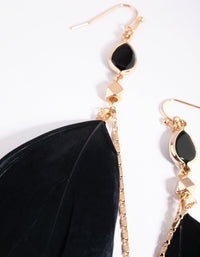 Black Feather Drop Earrings - link has visual effect only