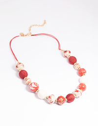 Red Mixed Beaded Rope Necklace - link has visual effect only