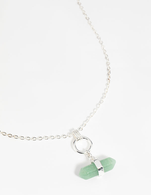 Silver Green Fluorite Shard Necklace
