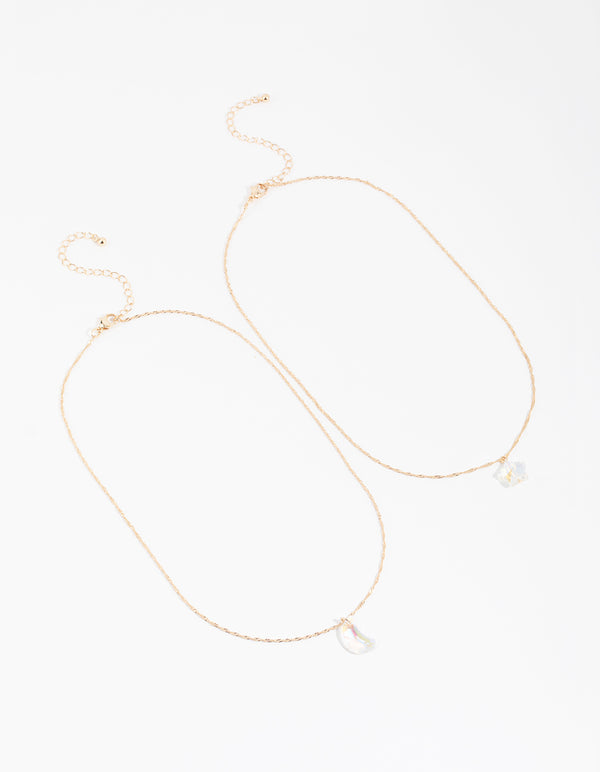 Gold Celestial Iridescent Necklace Set