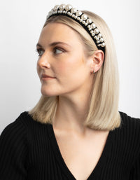 Black & White Pearl Velvet Headband - link has visual effect only