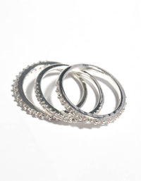 Silver Cubic Zirconia Fine Ring Stack - link has visual effect only