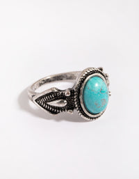Antique Silver Semi-Precious Stone Ring - link has visual effect only