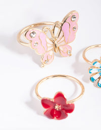 Gold Butterfly & Flower Ring - link has visual effect only