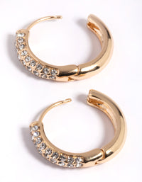 Gold Diamante Huggie Hoop Earrings - link has visual effect only
