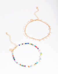 Gold Pearl Anklet Set - link has visual effect only