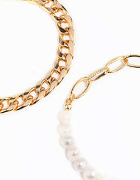 Gold Freshwater Pearl Bracelet Set - link has visual effect only