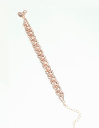 Rose Gold Diamante Link Bracelet - link has visual effect only