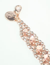 Rose Gold Diamante Link Bracelet - link has visual effect only