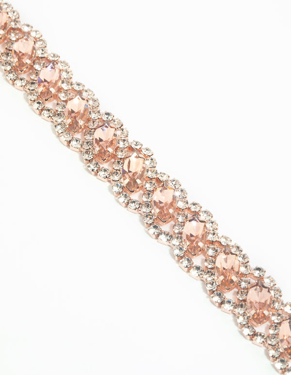 Rose Gold Diamante Link Bracelet