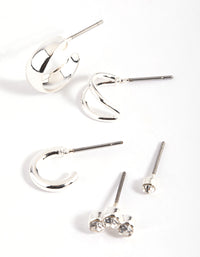 Silver Diamante Stacking Earrings - link has visual effect only