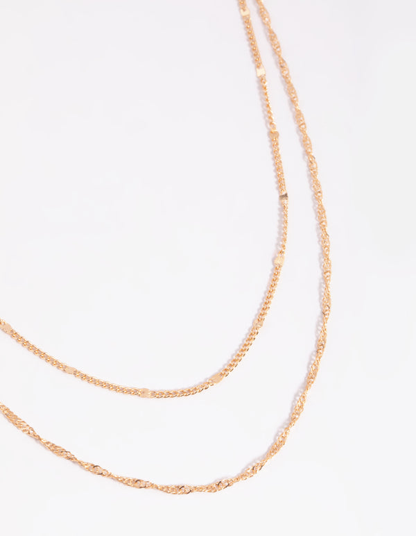 Gold Twisted Layered Necklace
