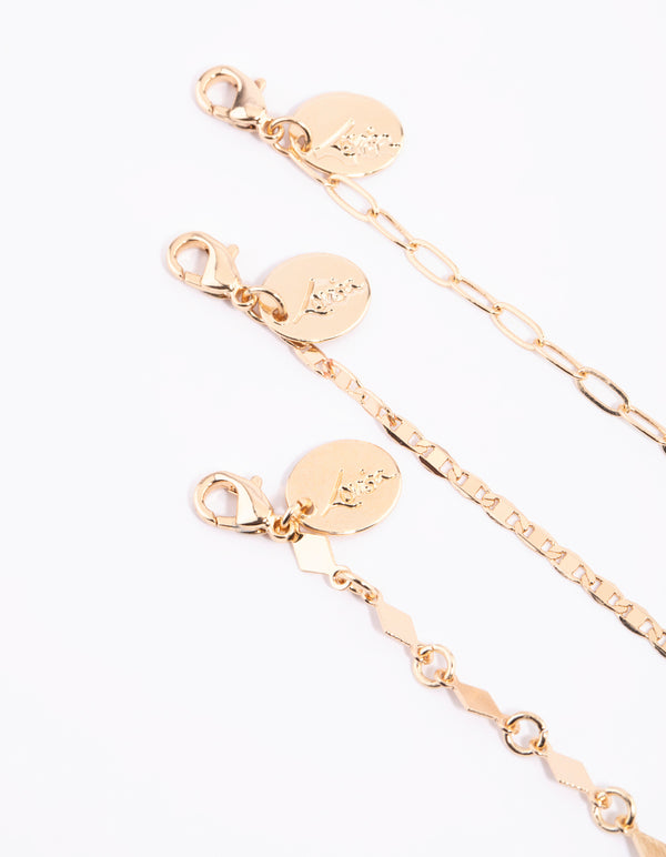 Gold Diamond Shaped Anklet Pack