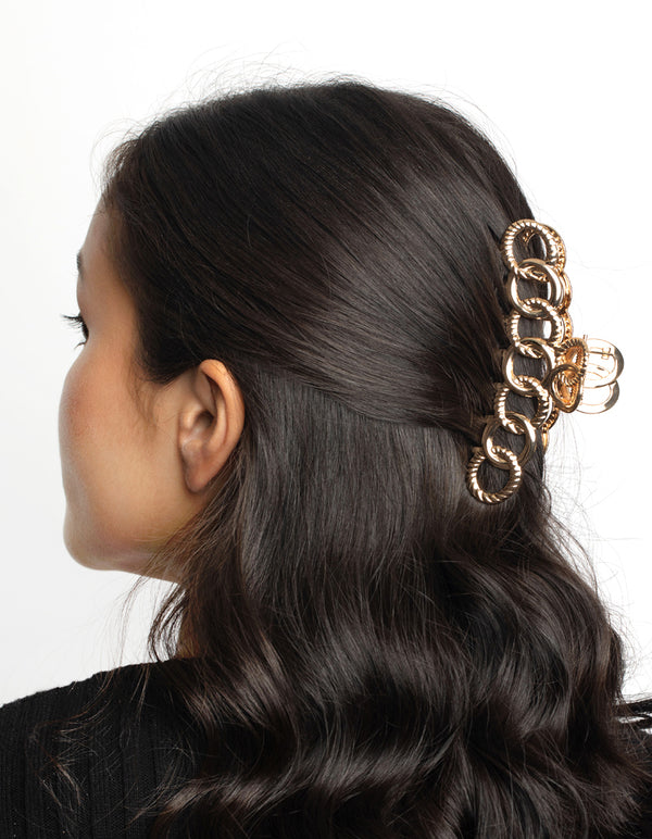 Gold Circular Link Claw Clip