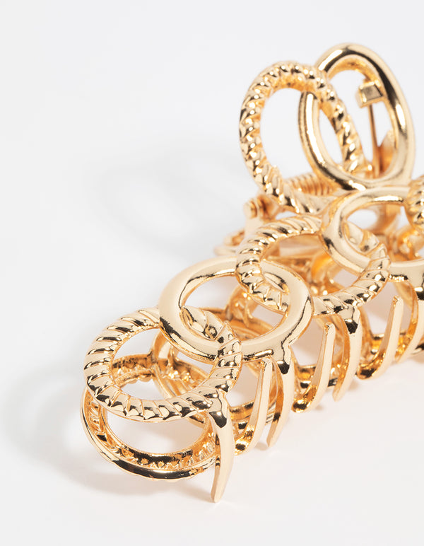 Gold Circular Link Claw Clip