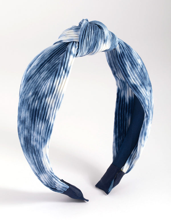 Blue Knotted Tie Dyed Headband