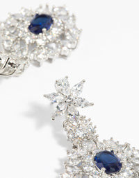 Rhodium Diamond Simulant Sapphire Drop Earrings - link has visual effect only