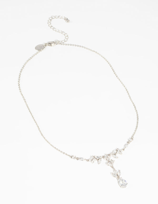 Diamond Simulant Flower Statement Necklace