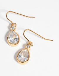 Gold Plated Cubic Zirconia Teardrop Earrings - link has visual effect only