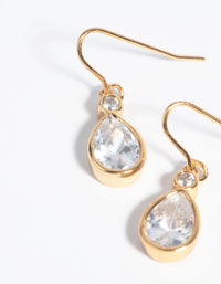 Gold Plated Cubic Zirconia Teardrop Earrings - link has visual effect only