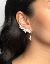 Silver Cubic Zirconia Wing Cuff Earrings - link has visual effect only