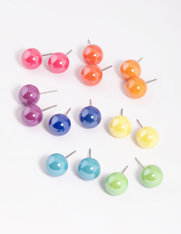 Colourful Ball Stud Earring 8-Pack
