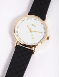 Gold & Black Diamante Watch - link has visual effect only